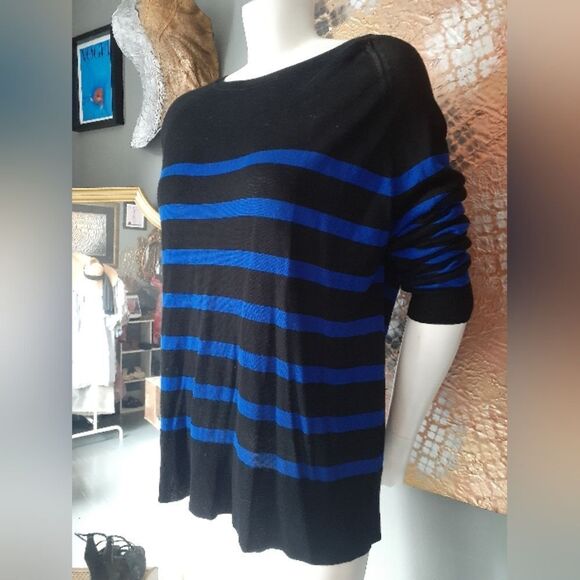 Zara Black and Blue Striped Women's Sweater - Picture 11 of 11